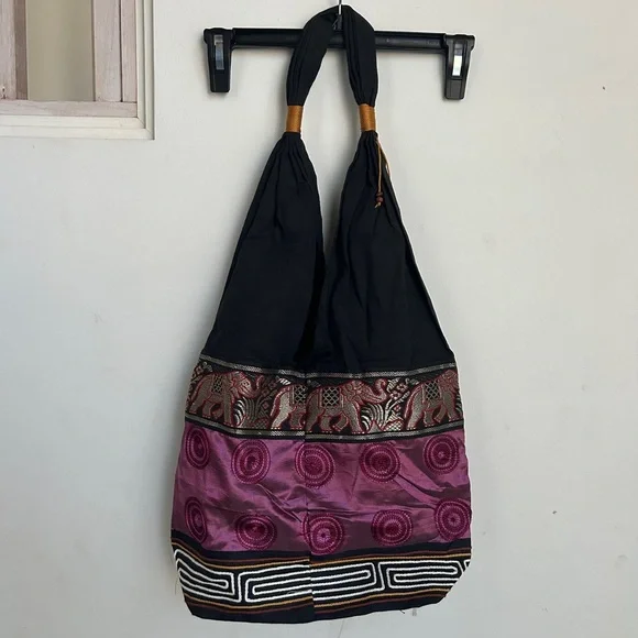 Boho Embroidered Elephant Bag Tote Hobo Satchel - Picture 2 of 4
